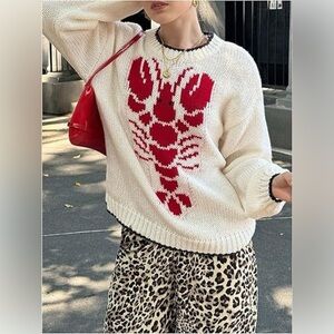 Lobster Round Neck Dropped Shoulder Sweater 10010054236